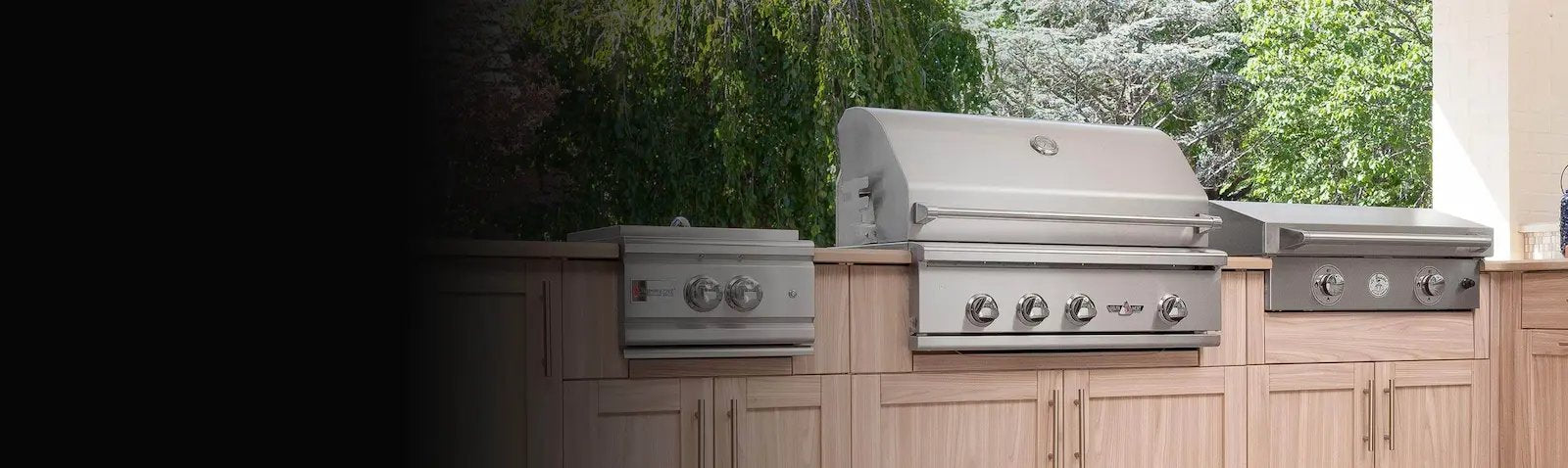 Gas BBQ grill head for outdoor kitchens