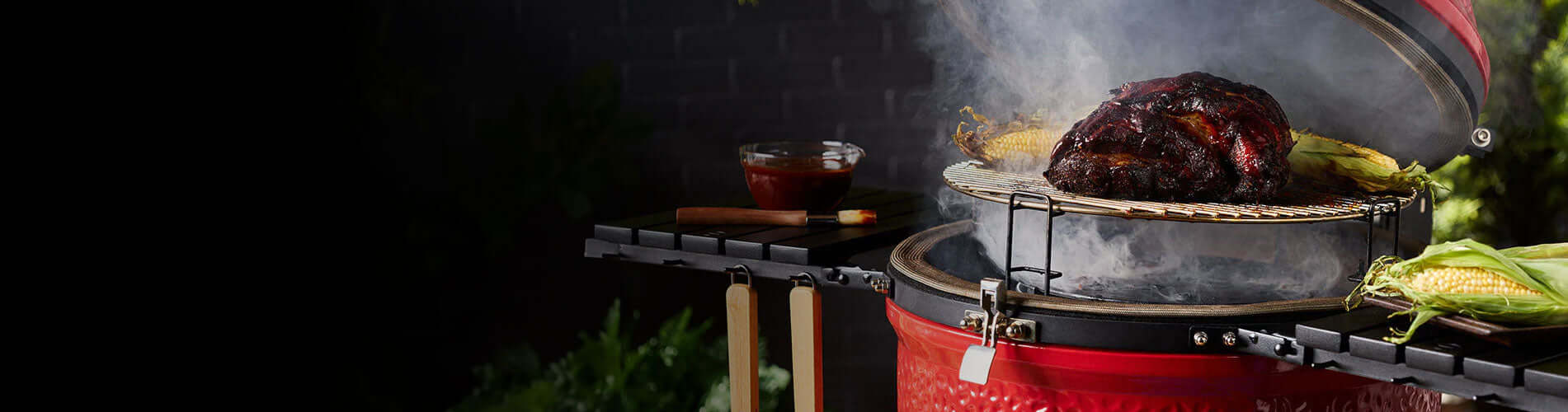 Food items on a Kamado Joe grill